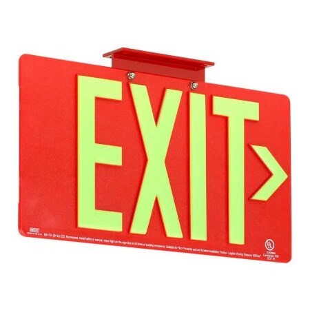 Hubbell Lighting Dual-Lite DPL Exit Sign, Red Thermoplastic w/ Photoluminescent Letters, Single Face DPLP100SR